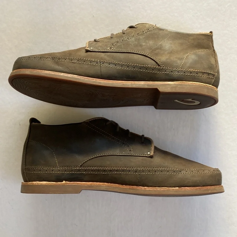 OLUKAI Men’s Brown Leather Boots Size 10 M